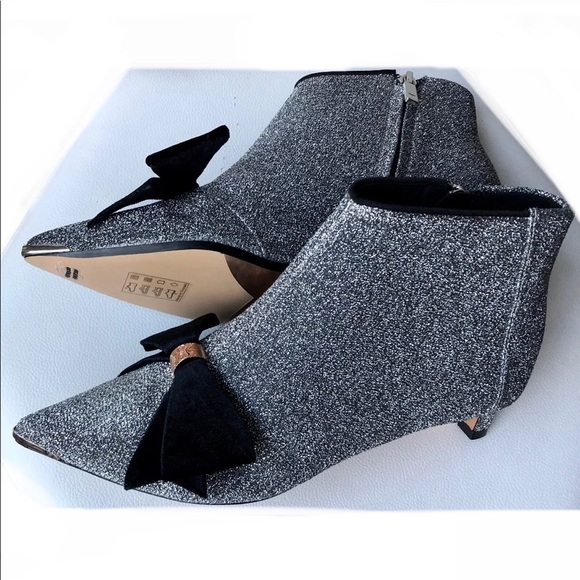 Ted Baker Lurex Bow Kitten Heel Bootie - Picture 1 of 9